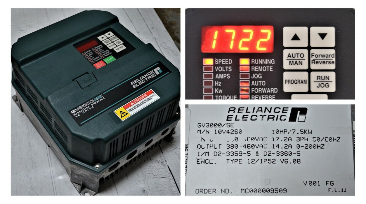 Reliance Electric GV3000/SE 10 HP 10V4260 * 10V4160 Drive Tested Good FRN:6.08