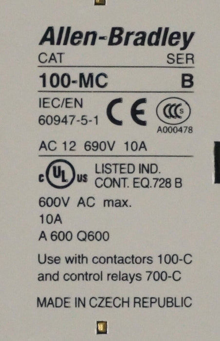 Allen Bradley 100-MC Electrical Interlock Auxiliary Contact, Series B