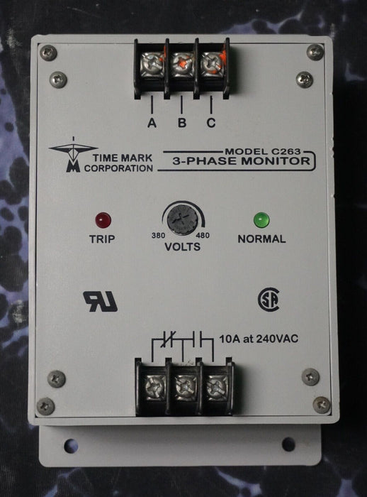 Time Mark Corporation C263 10A 240VAC 3 Phase Monitor Tested Good