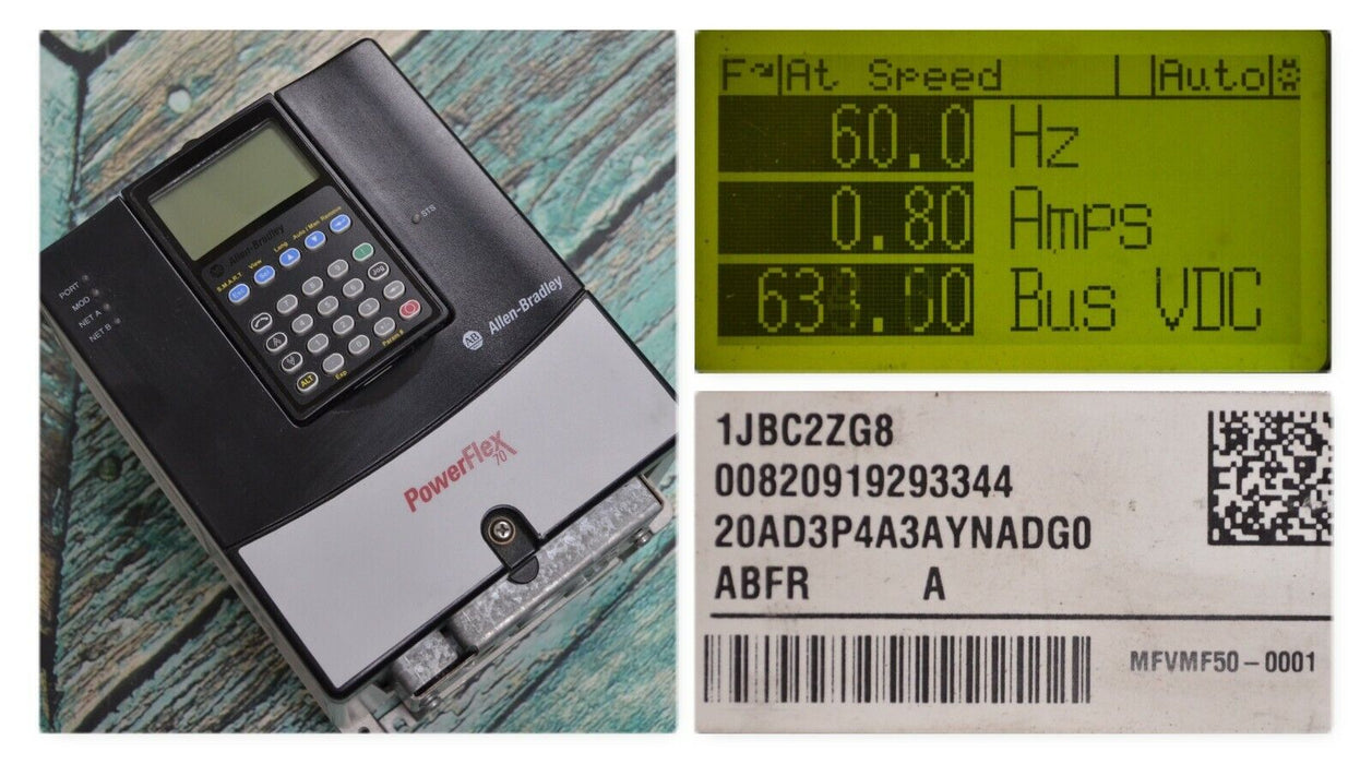 Allen-Bradley 20AD3P4A3AYNADG0 PowerFlex 70 2HP Drive Series A, FRM: 5.001