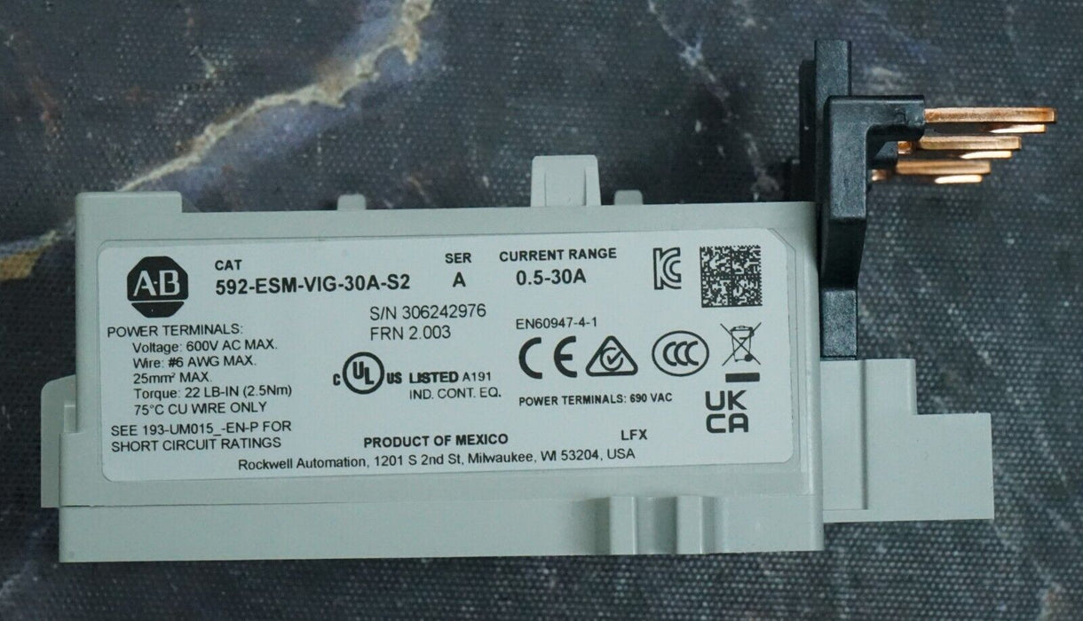 New Allen Bradley Overload 592-ESM-VIG-30A-S2 0.5-30 amp range