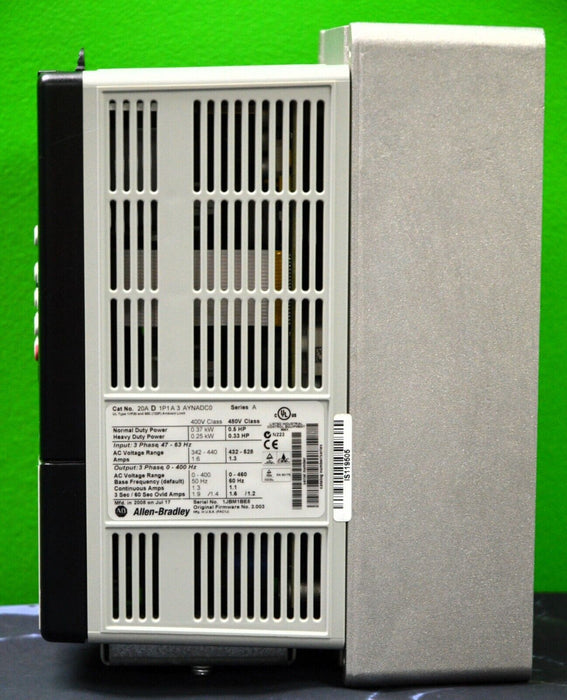 Low Hour Allen-Bradley 20AD1P1A3AYNADC0 PowerFlex 70 1/2 HP FRN 3.003 Series A