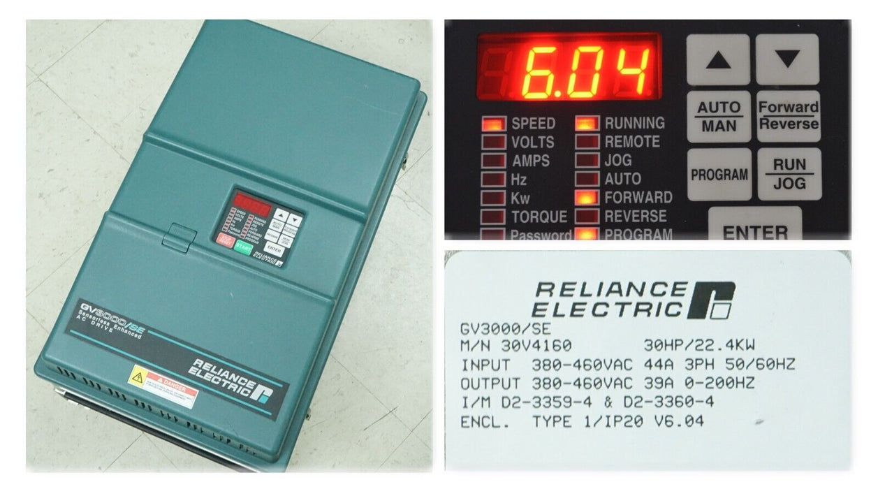 Reliance Electric 30 HP GV3000/SE AC Drive 30V4160 460V Sensorless GV3000