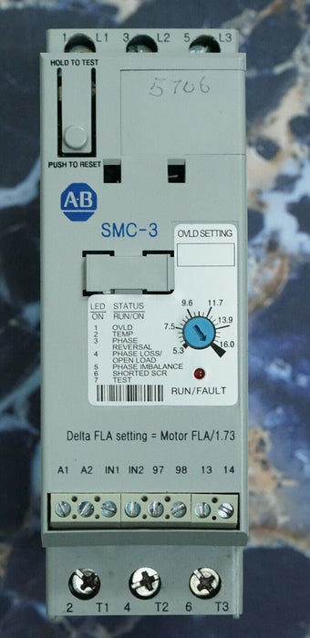 Allen Bradley 150-C16NBR Series B SMC-3 Motor Controller 16A 480V 24V AC/DC