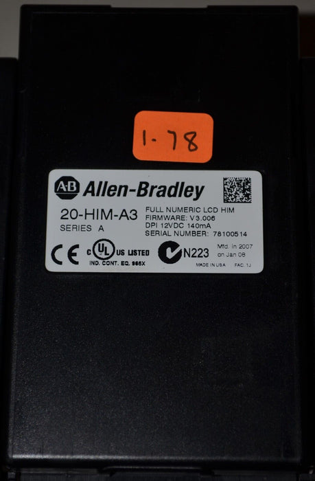 Allen-Bradley 20-HIM-A3 SERIES A Full Numeric HMI Keypad Firmware:3.006  #1-78