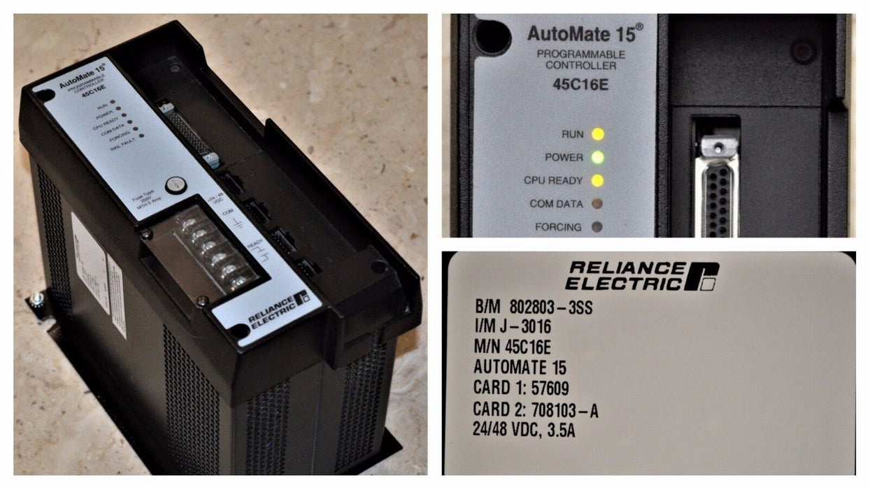 RELIANCE ELECTRIC AUTOMATE 15 PROGRAMMABLE CONTROLLER 45C16E CLEAN