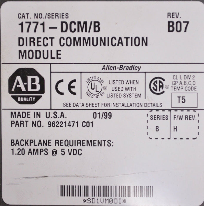 Allen Bradley 1771-DCM/B Direct Communication Module USA Made