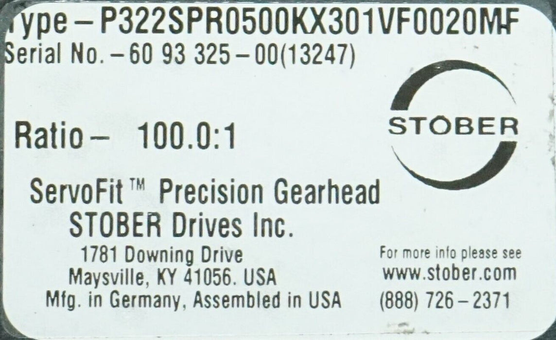 Stober Drives P322SPR0500KX301VF0020MF ServoFit Precision Gearhead 100.0:1