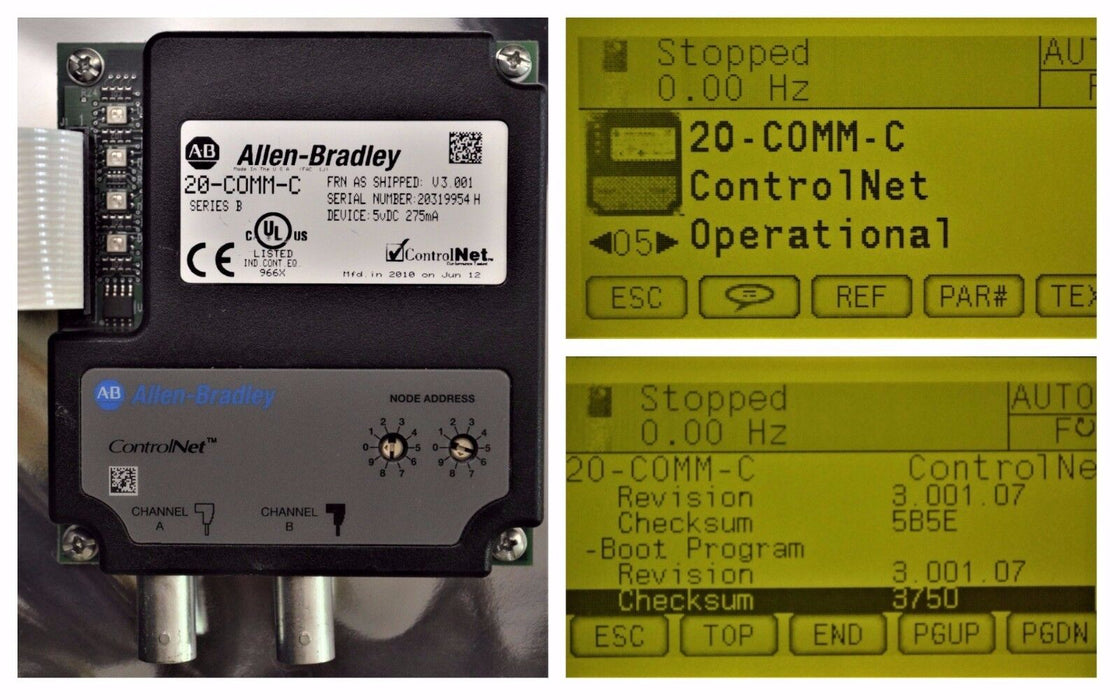 Allen Bradley 20-COMM-C Powerflex ControlNet COMM Adapter FRN. V 3.001