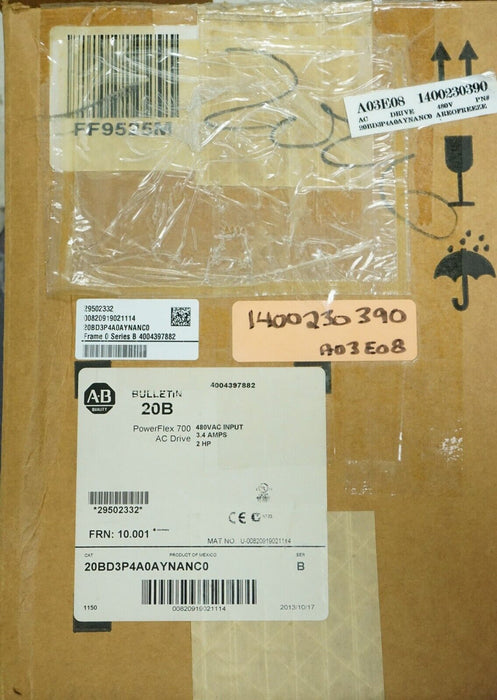 New Allen-Bradley PowerFlex 700 2HP 20BD3P4A0AYNANC0 480VAC FRN:10.001