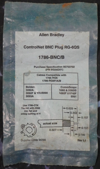 New Allen Bradley 1786-BNC/B Controlnet BNC Connector Plug