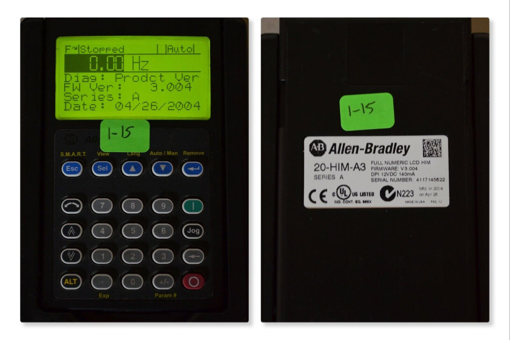 Allen-Bradley 20-HIM-A3 SERIES A Full Numeric HMI Keypad Firmware 3.004   #1-15