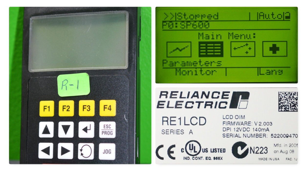 Reliance Electric RE1LCD A Keypad FRN:2.003 Tested Good R1