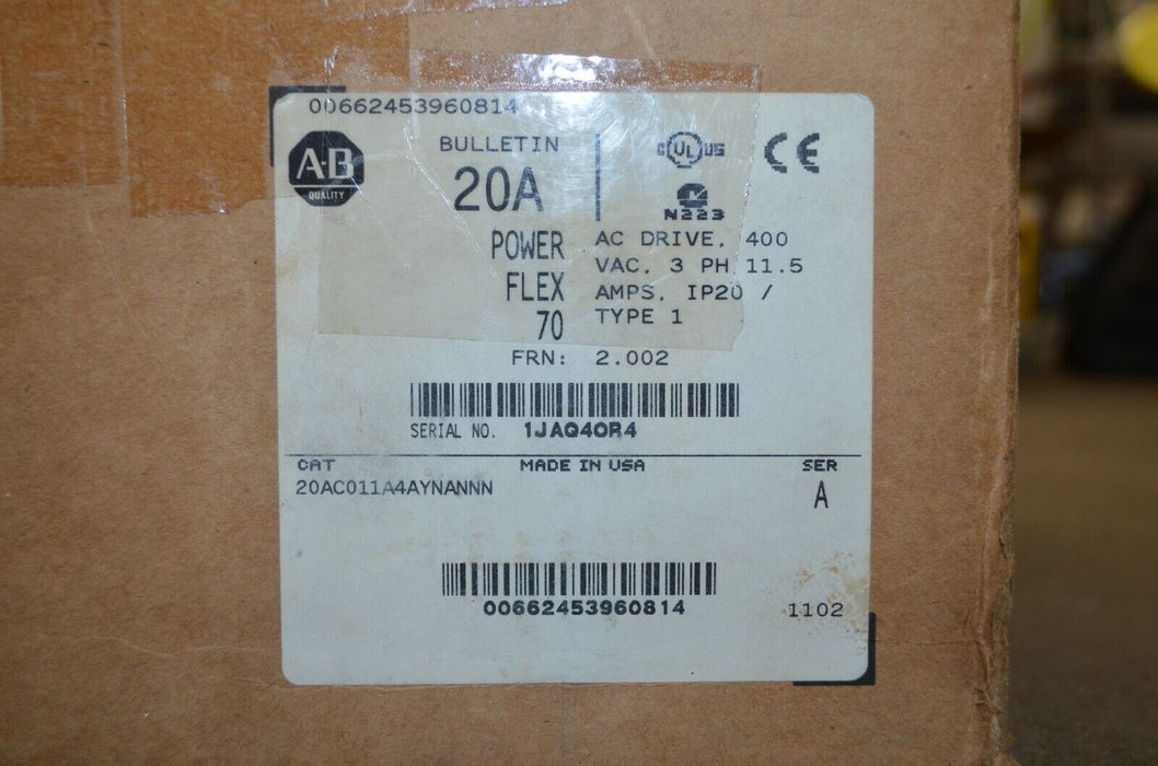 NEW Allen Bradley 20AC011A4AYNANNN /A Powerflex 70 7.5 HP VER 2.002  400 VAC