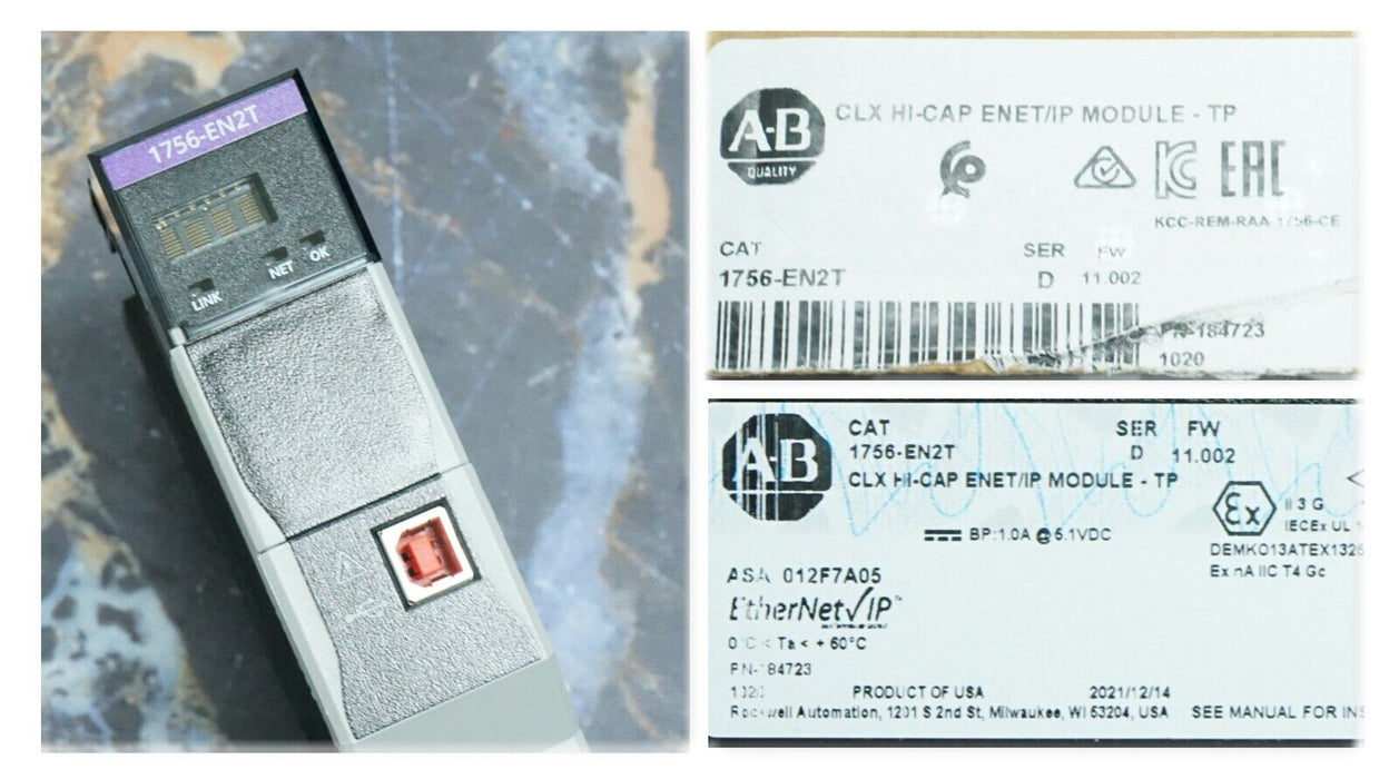 Allen Bradley 1756-EN2T / D CLX HI-CAP ENET/IP Module FRN:11.002