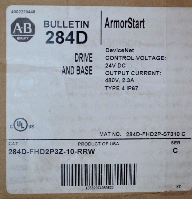 New Allen Bradley ARMORSTART Motor Starter Controller 284D-FHD2P3Z-10-RRW 480V