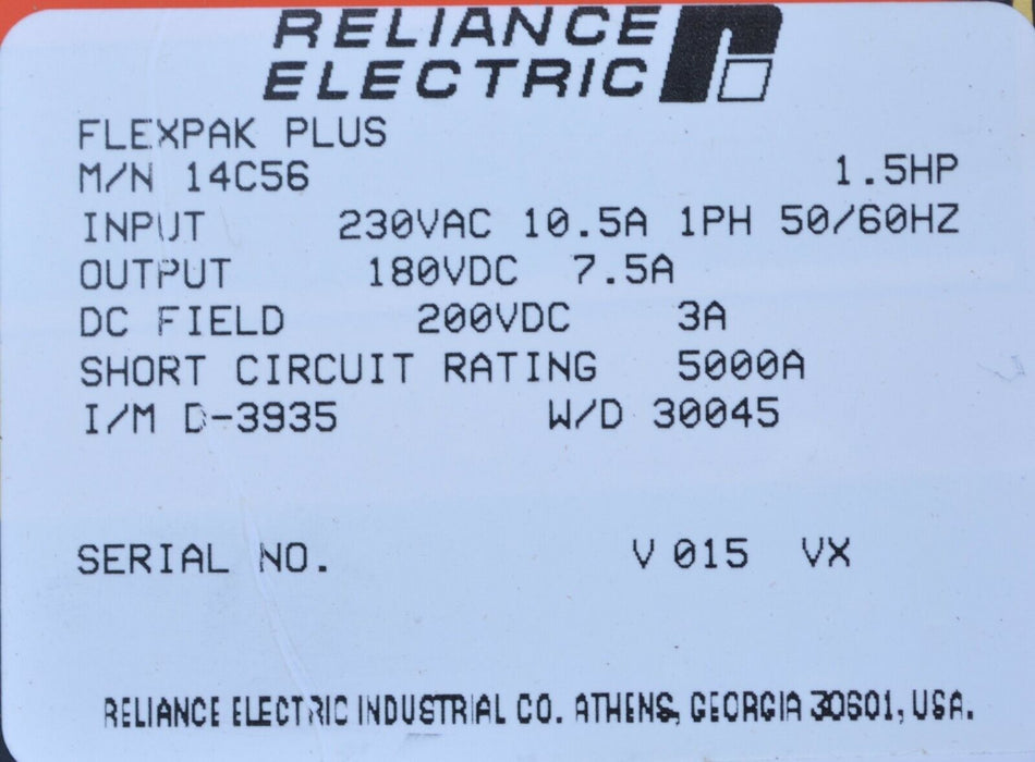 NEW Reliance Electric 14C56 Motor Controls FlexPak Plus .5-1.5HP 230VAC DC Drive