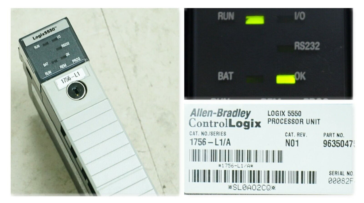 Allen-Bradley 1756-L1/A ControlLogix 5550 Processor PLC Tested Good FRN:13.31