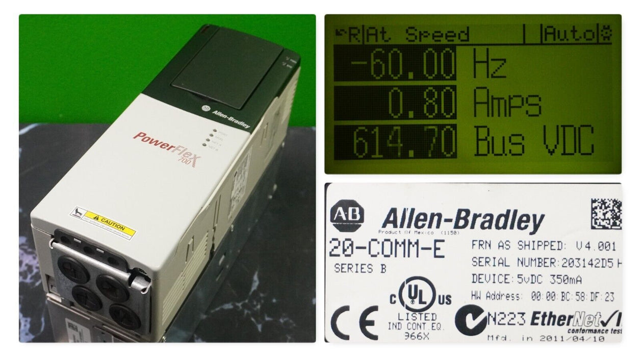 Allen-Bradley PowerFlex 700 1 HP 20BD2P1A0AYNANC0 Ser. B 480 VAC FRN:9.001