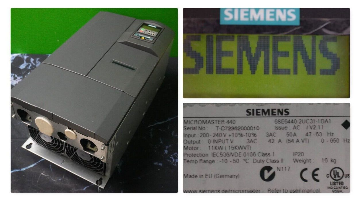 Siemens Micromaster 440 6SE6440-2UC31-1DA1 Clean Tested Good