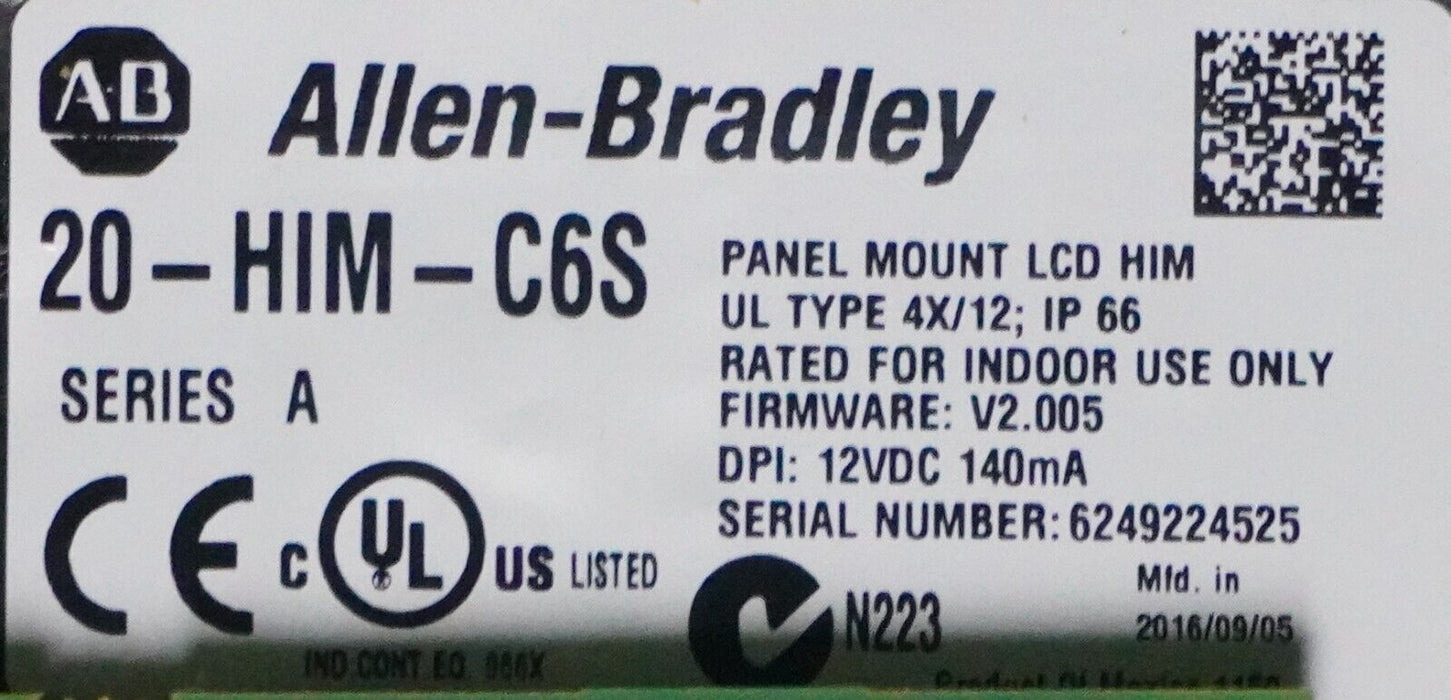 Allen Bradley 20-HIM-C6S Series A Panel Mount Remote HIM Tested Good