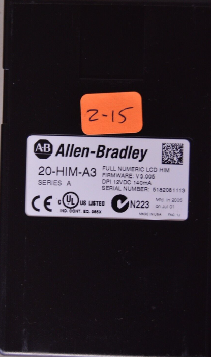 Allen-Bradley 20-HIM-A3 SERIES A Full Numeric HMI Keypad Firmware: 3.005  #2-15