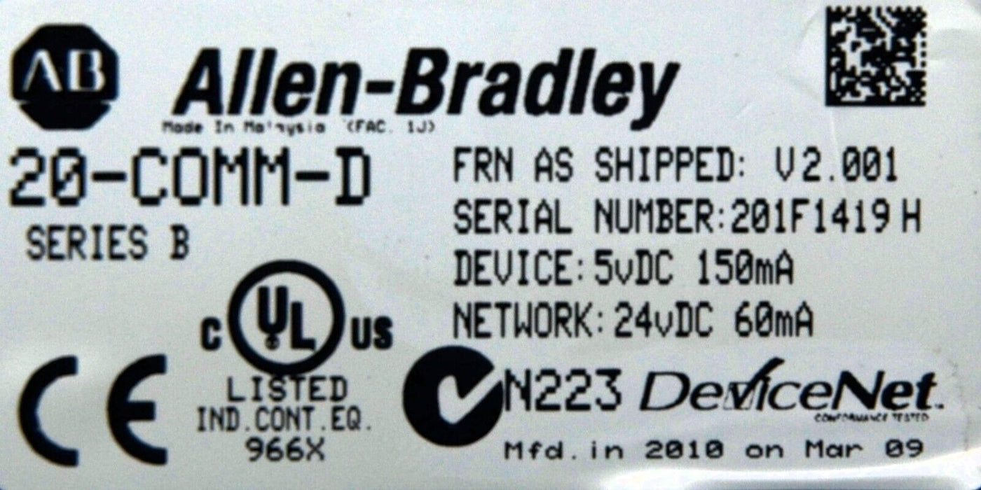 Allen-Bradley 20-COMM-D Series B FRN 2.001 PowerFlex DeviceNet Adapter QTY 26