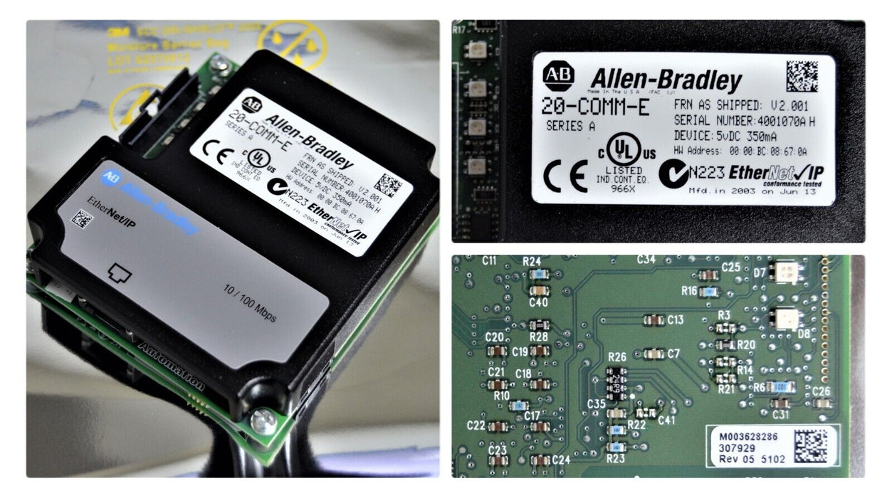 Allen-Bradley 20-COMM-E Powerflex Ethernet Module 20-COMM-E/A Series A FRN:2.001