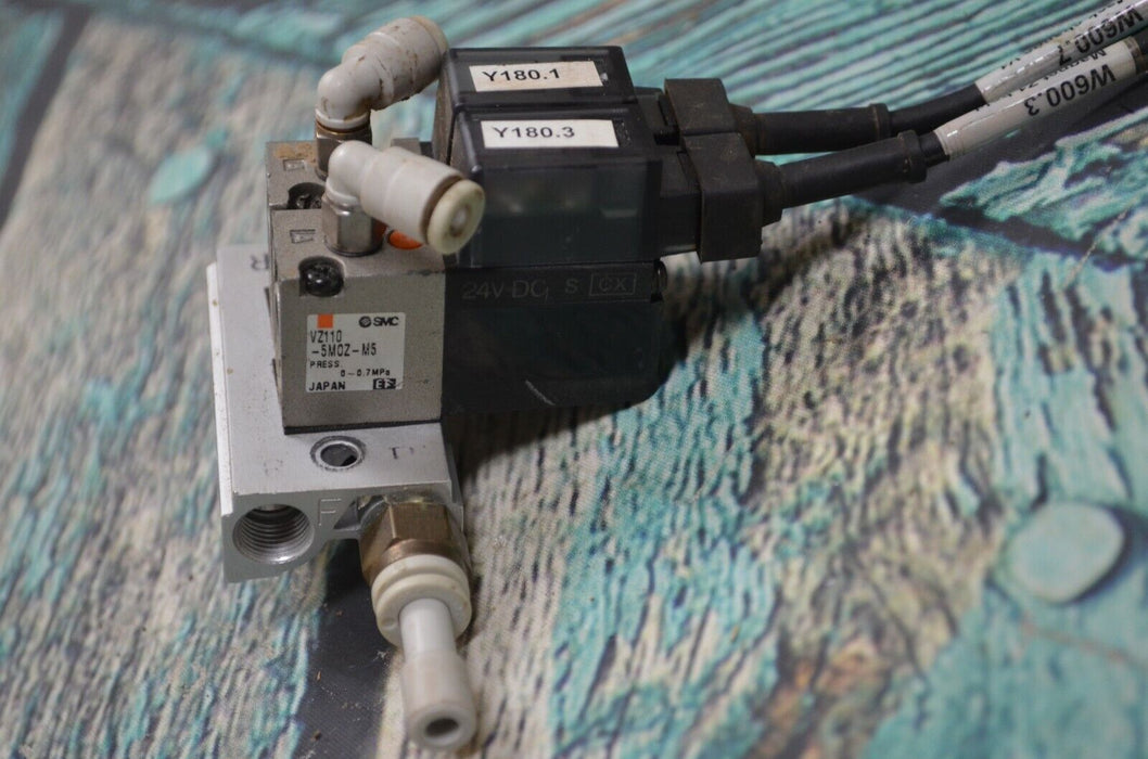 SMC VZ110-5M0Z-M5 (VZ1105M0ZM5) Solenoid Valve with Mounted Aluminum Manifold