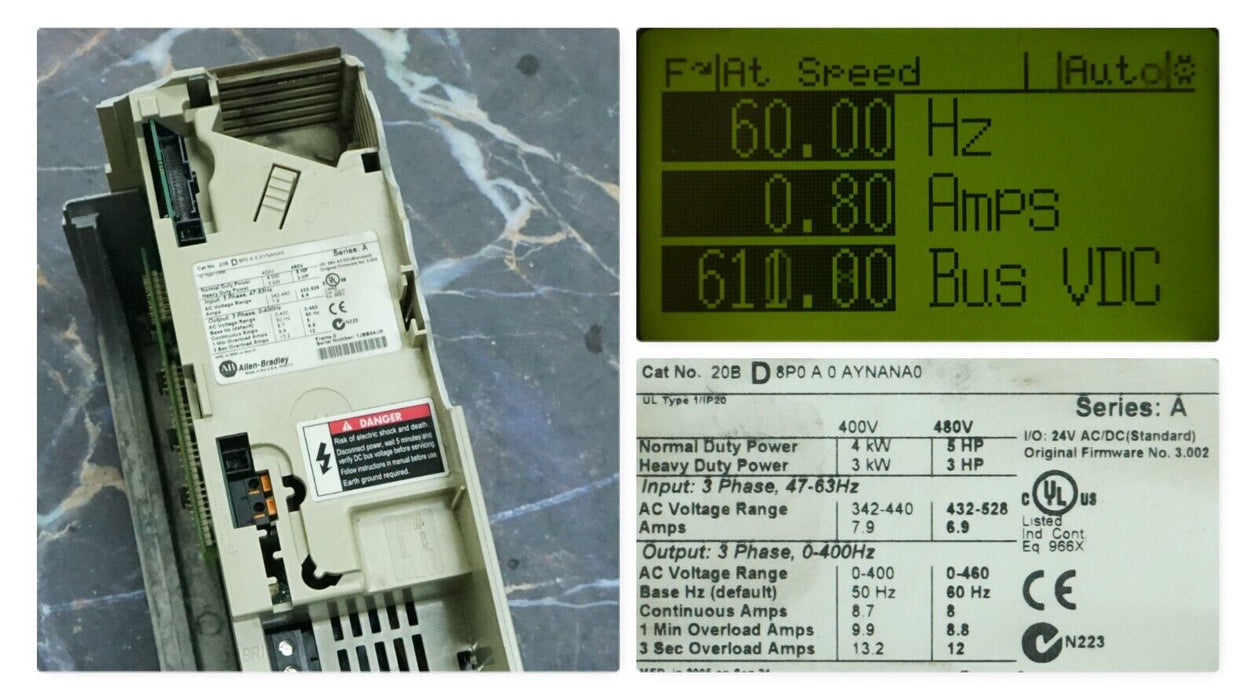 Allen Bradley PowerFlex 700 5HP 20BD8P0A0AYNANA0 480 VAC Tested Core Only