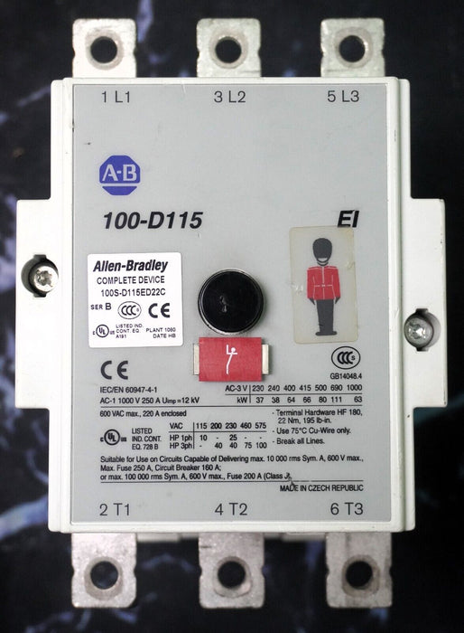 Allen Bradley 100-D115 EI Contactor Tested (For Parts or Repair)