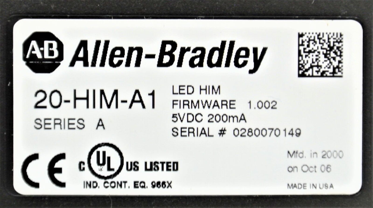 Allen-Bradley 20-HIM-A1 LED Keypad | FRM 1.002 | Series A |  5 VDC