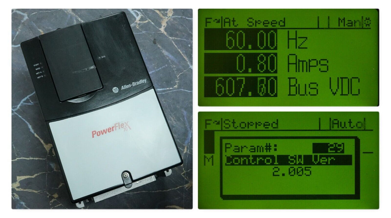 Low Hr Allen-Bradley PowerFlex 70 7.5 HP 20AE9P0A0AYNNNNN 600V FRN:2.005 Tested