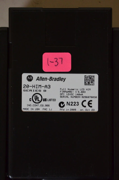 Allen-Bradley 20-HIM-A3 SERIES B Full Numeric HMI Keypad Firmware 5.003   #1-37