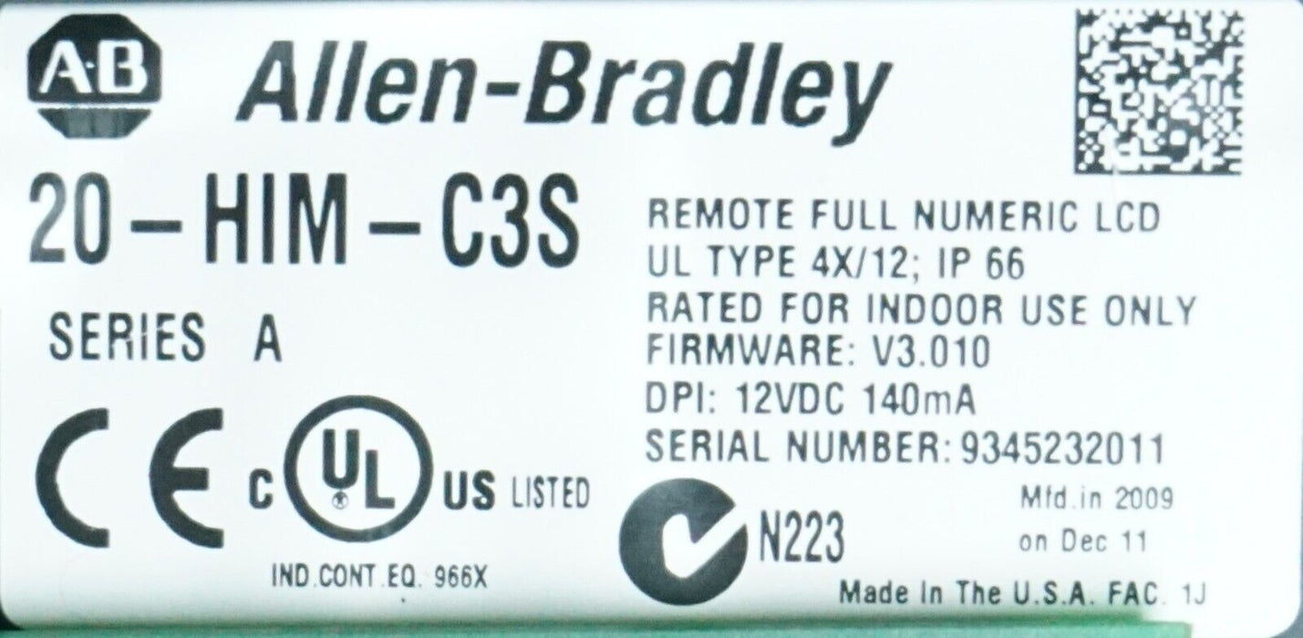 Allen Bradley 20-HIM-C3S Series A Panel Mount Remote HIM