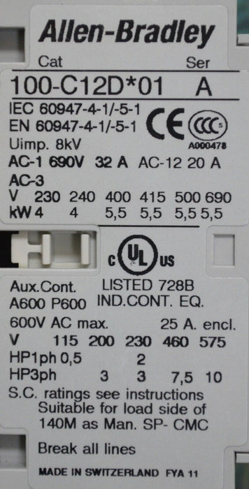 Allen Bradley 100-C12DZJ0 24VDC Coil 100-C12*10 Tested Good W/100S-F