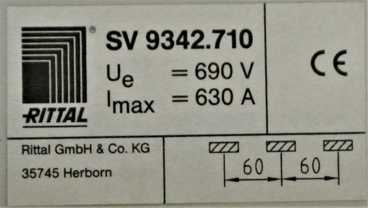 Rittal SV 9342.710 Circuit Breaker Component Adapter, Busbar, 630 amp, 3 pole