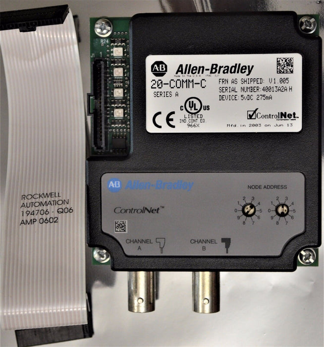 Allen Bradley 20-COMM-C ControlNet Adapter Series A Firmware V 1.005 Quantity