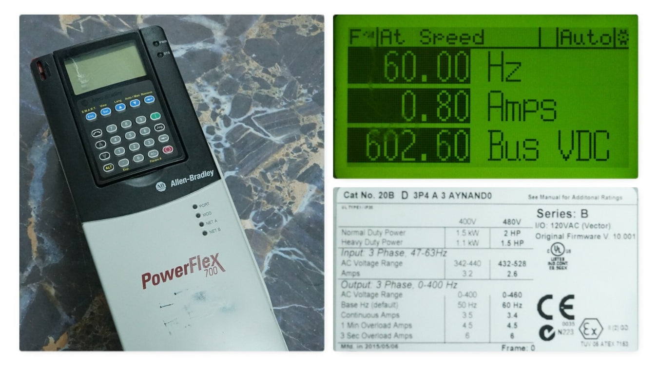 Allen-Bradley PowerFlex 700 — drive, display, nametag