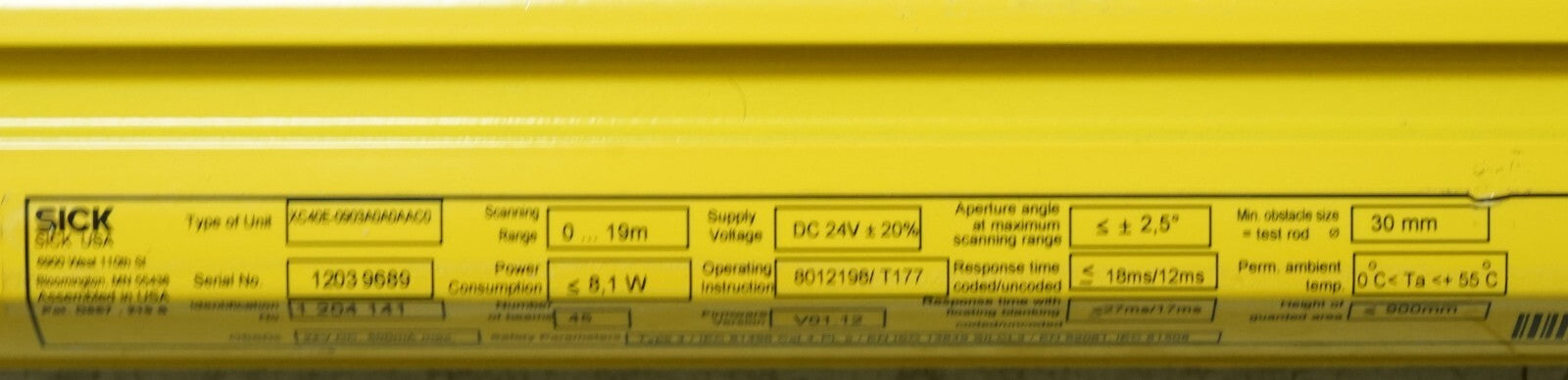Sick Light Curtain C4000 XC40E-0903A0A0AAC0 Receiver