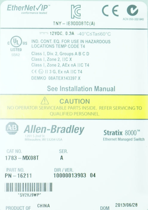 Allen-Bradley 1783-MX08T Series A Stratix 8000 EtherNet Managed Switch