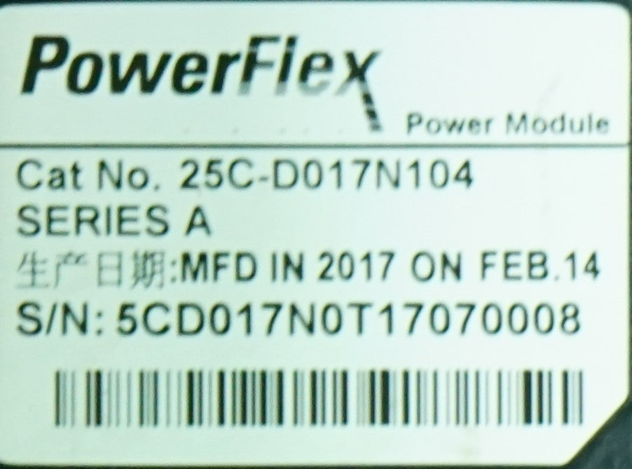 Allen-Bradley 25C-D017N104 PowerFlex 527 10HP Ser A 17A FRN 1.006