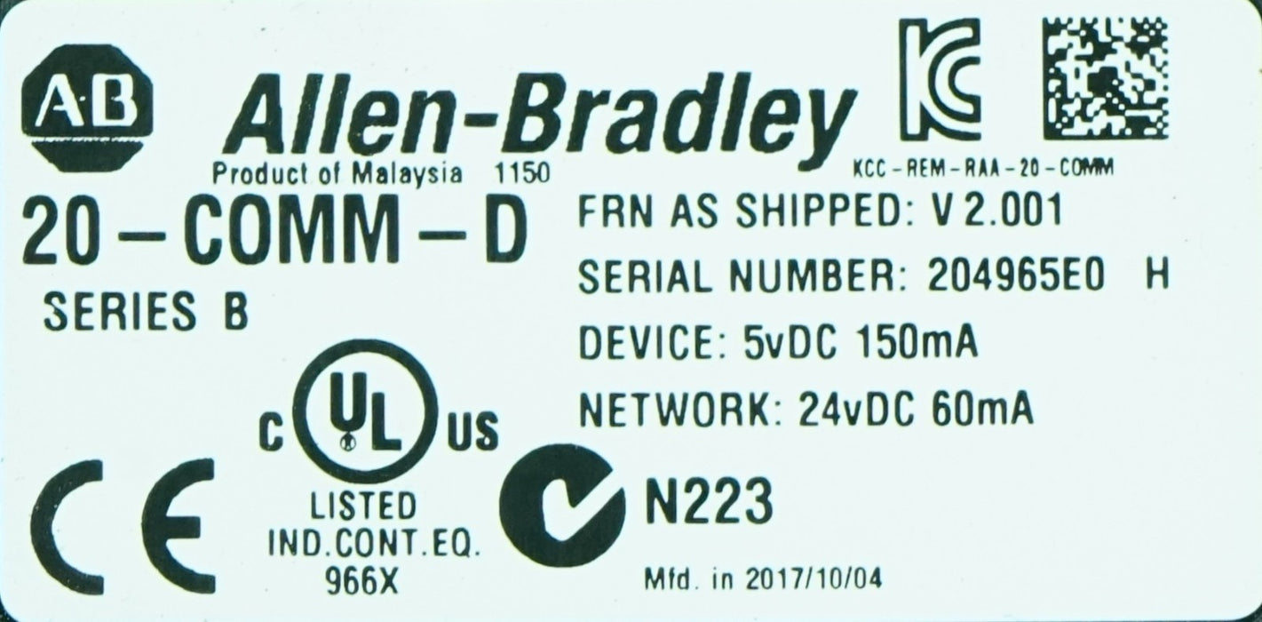 Allen-Bradley 20-COMM-D Series B Powerflex Device Adapter Firmware 2.001