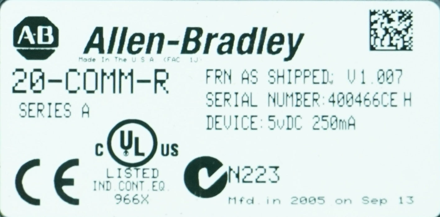 Allen-Bradley 20-COMM-R Series A Remote I/O Adapter Firmware 1.009 Tested Good