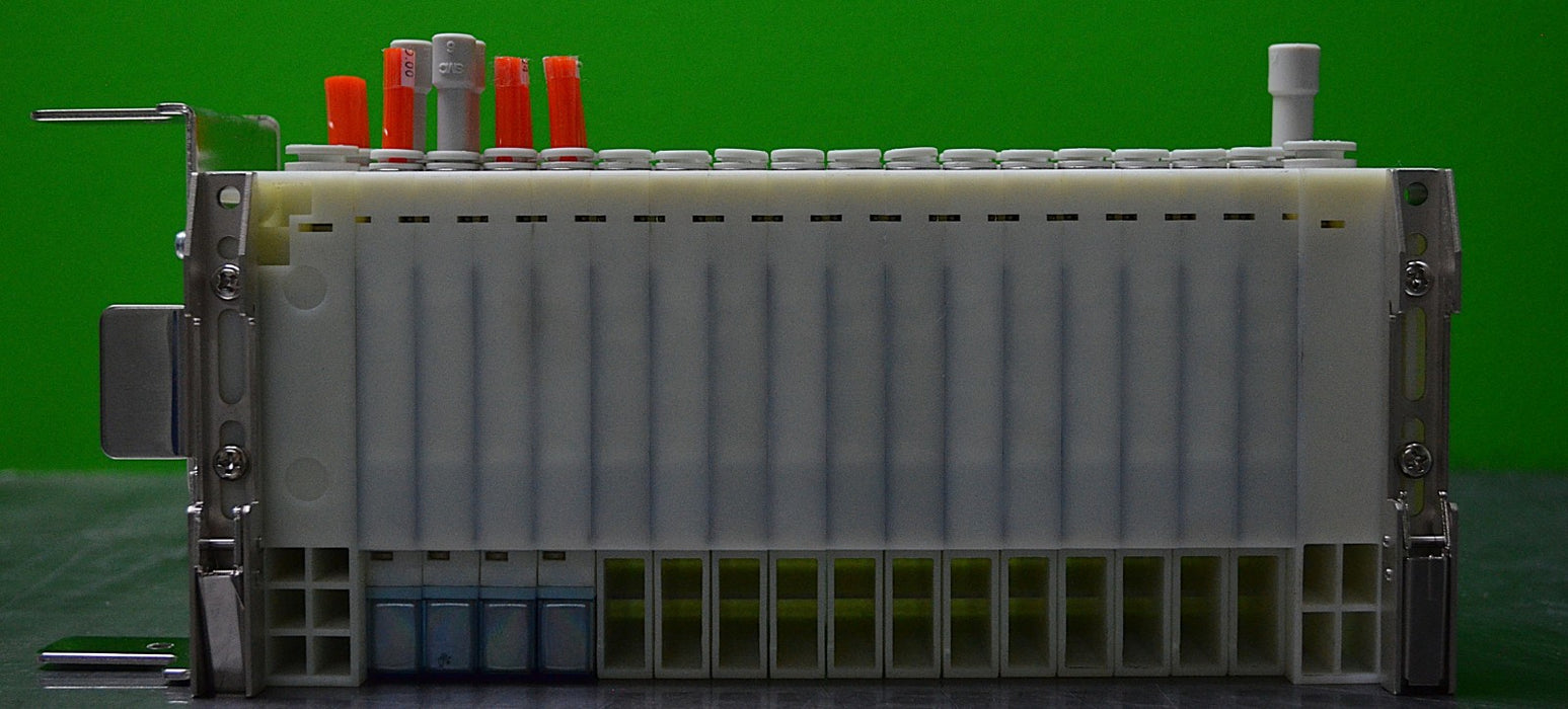 SMC 16-Position Valve Block Assembly with 4 SY3200-5U1-NA Valves