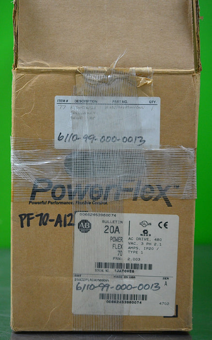 Allen-Bradley PowerFlex 70 20AD2P1A0AYNNRNN 1 HP Series A 480V FRN: 2.003 NEW*