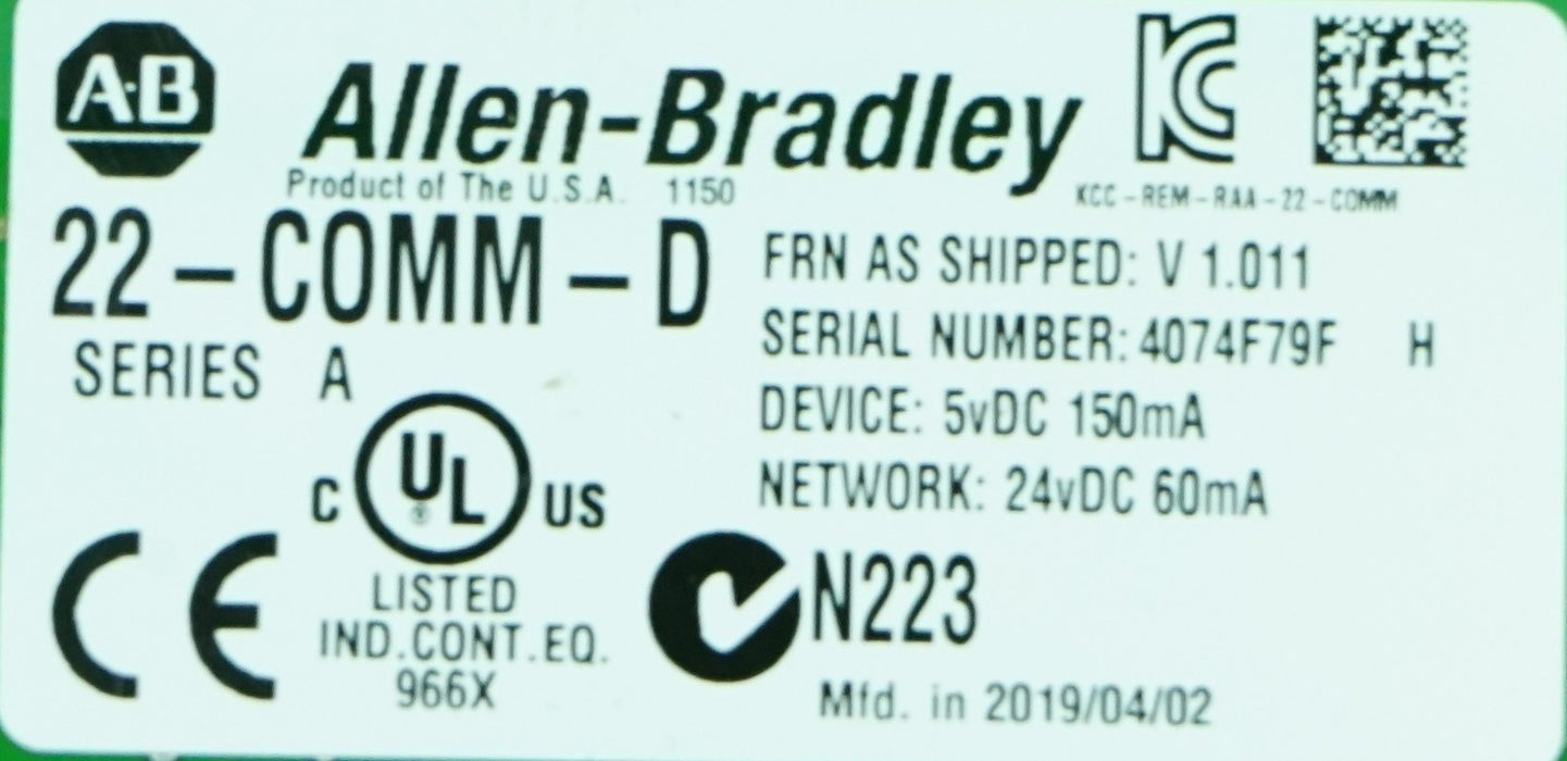 ALLEN-BRADLEY 22-COMM-D SERIES A  FIRMWARE V1.011