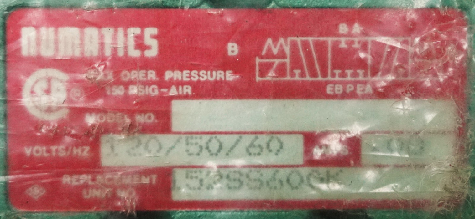 New NUMATICS 153SS615K000030 SOLENOID VALVE/MANIFOLD 237-331B 120V (Unit #2)