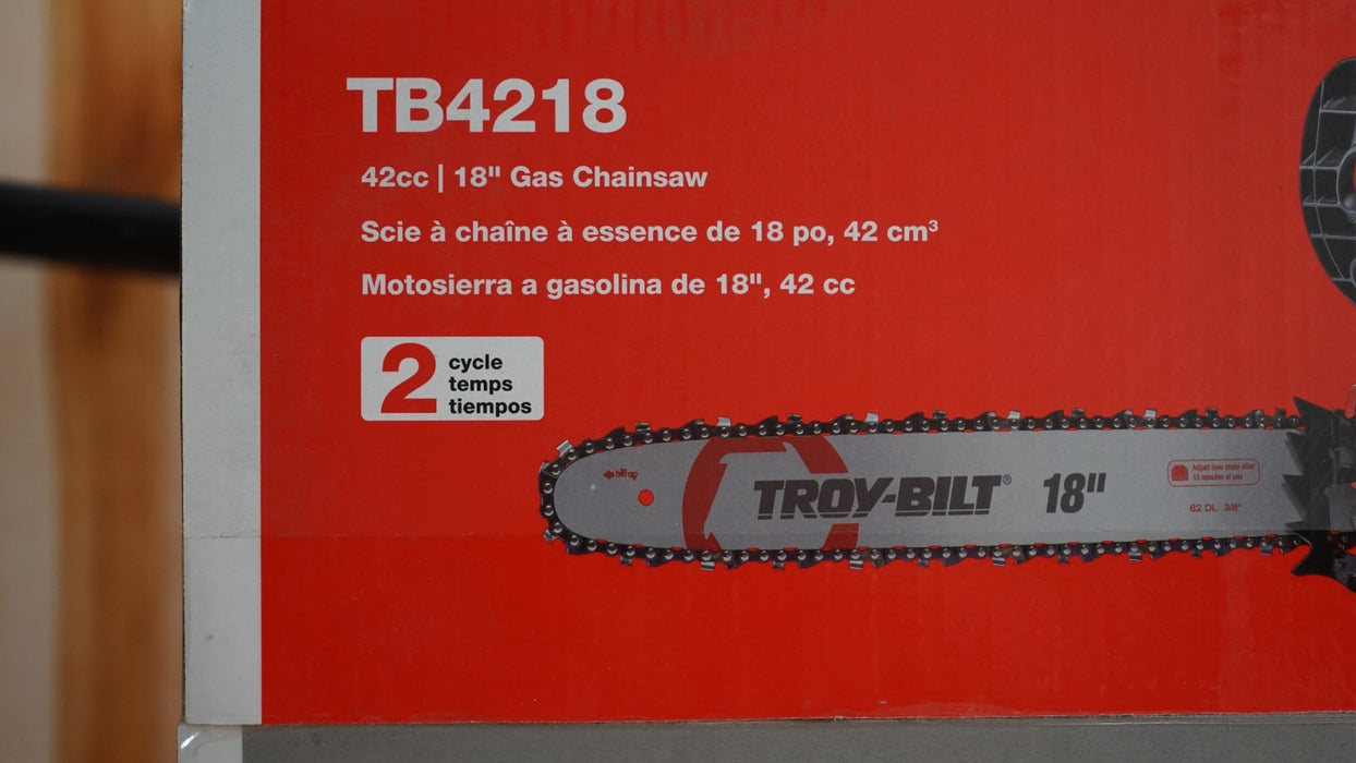 Troy-Bilt 41AY4218766 42cc 18 in. Low Kickback 2-Cycle Gas Chainsaw New