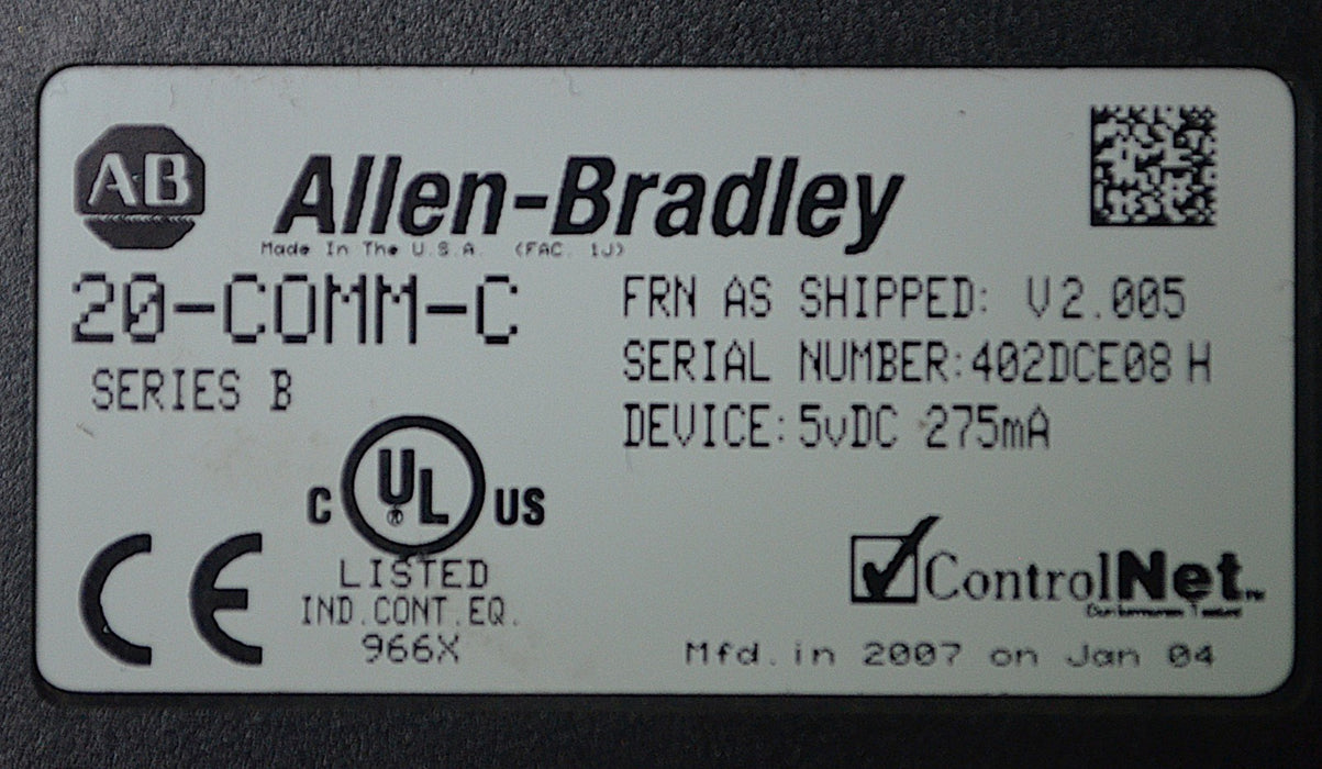 Allen-Bradley 20-COMM-C Series B PowerFlex Device Adapter No Cable (Mfd. 2007)